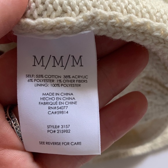 Cabi• cream cable knit lace up sweater style #3157 - Picture 8 of 8